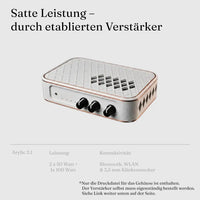Arylic Up2Stream Amp 2.1 im 3D-gedruckten Gehäuse — 2 × 50 Watt plus 100 Watt für den Subwoofer, Bluetooth, WLAN und 3,5-mm-Klinke